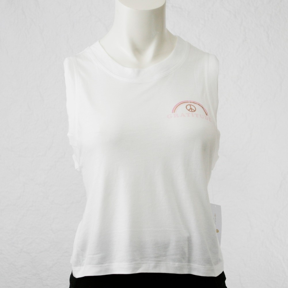 Spiritual Gangster Box Crop Yoga Tank Top Gratitude Theme - Womens Size L